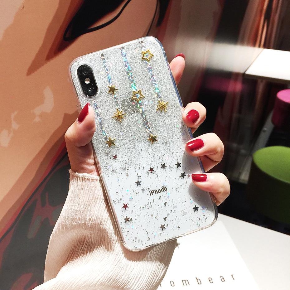 Glitter Falling Stars Soft Silicone Phone Case