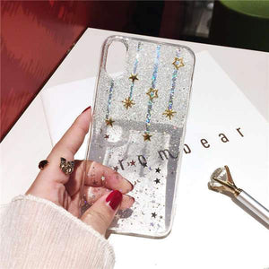 Glitter Falling Stars Soft Silicone Phone Case